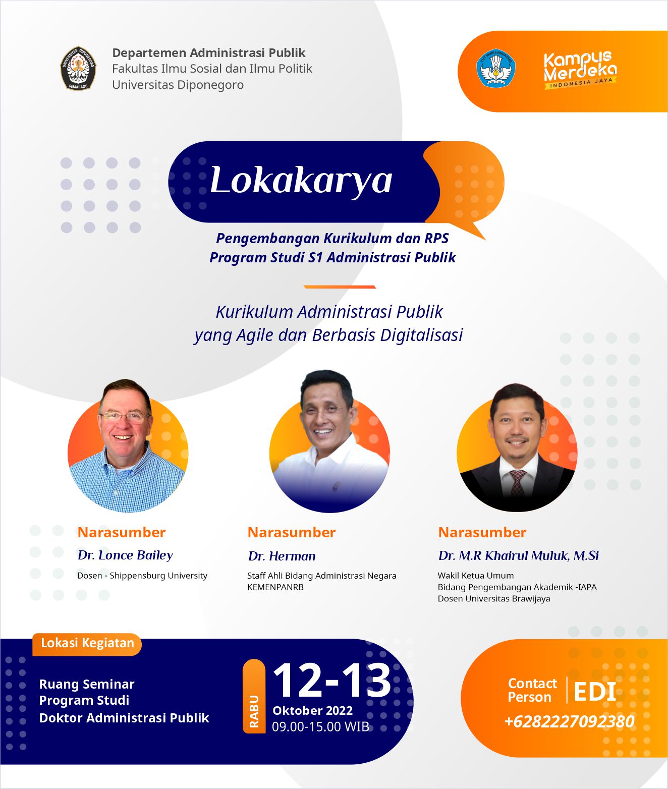 Workshop on Curriculum Development and RPS for Undergraduate Public Administration: Agile and Digitalization-Based Public Administration Curriculum